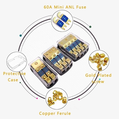 50A CSA درجه بندی شده 2 3 4 راه نگهدارنده فیوز بلوک توزیع مس برای تقویت کننده صوتی ماشین