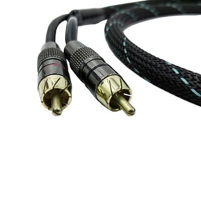 از مرد به مرد 2 کابل RCA با نیلونی تراخت قابل گسترش 9.5mm قطر بیرونی