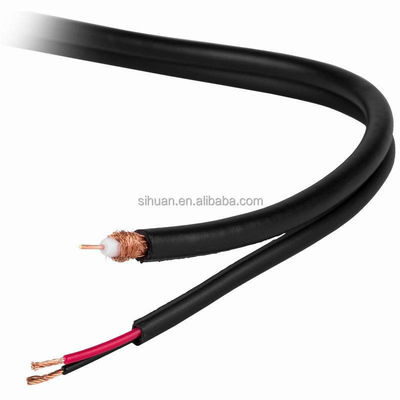 20 AWG کابل دوربین مدار بسته هم محوری مس جامد RG-59 با کانکتور BNC و کابل برق 18/2
