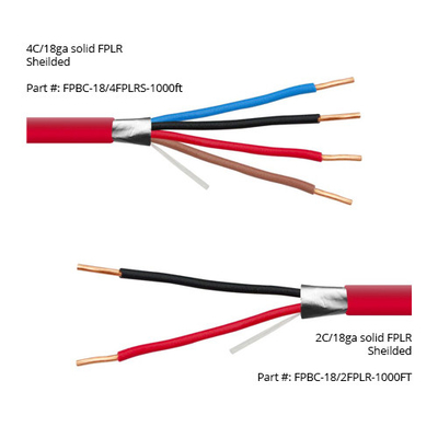 14 16 AWG 2 / C 4 / C جامد 100٪ مس EWCS FPLP فلنوم نامی کابلی با محافظ آتش نشانی