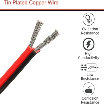 سیم انعطاف پذیر Ext 2pin 2 رنگ قرمز سیاه کابل برای نوارهای LED