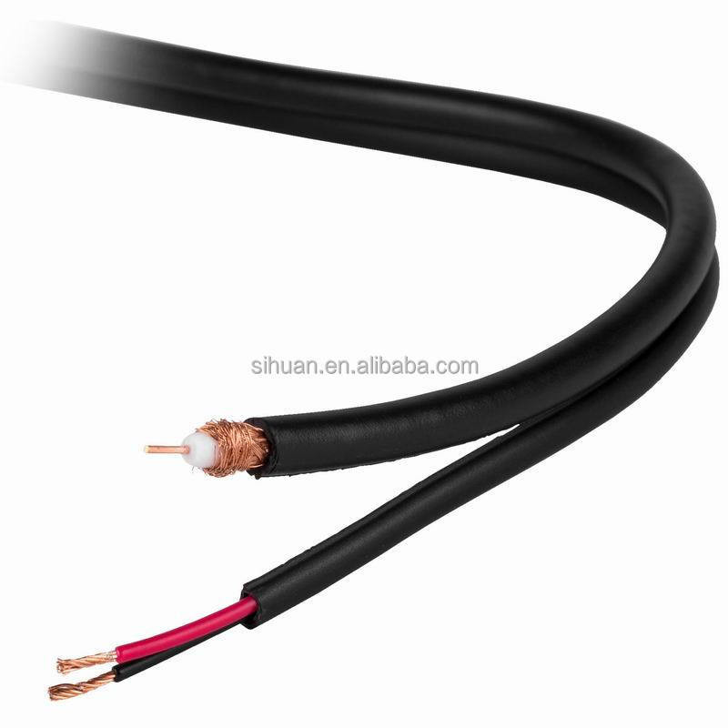 20 AWG کابل دوربین مدار بسته هم محوری مس جامد RG-59 با کانکتور BNC و کابل برق 18/2