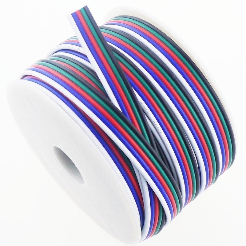 سیم کش انعطاف پذیر برای نوار ال ای دی 1618 گج پی وی سی ژاکت RGBW RGB 3pin 4pin