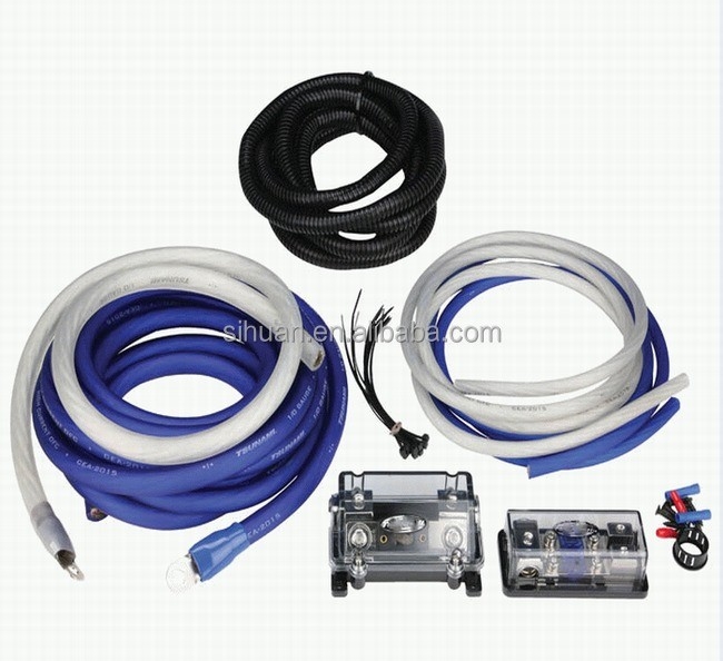 OFC Conductor 0 2 4 6 8 AWG Gauge GA Car Audio Cable Kit برای سیستم بلندگو