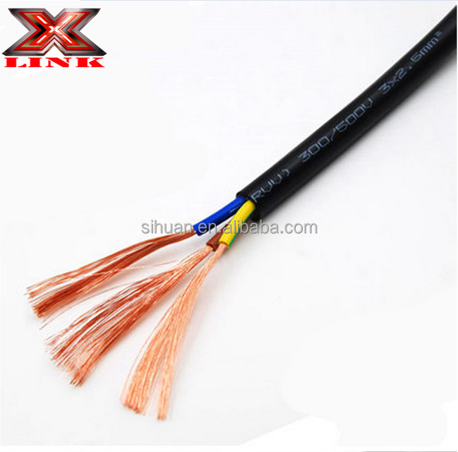 14AWG 16AWG 2.5mm 1.5mm 3 2 کابل برق مس هسته ای با عایق PVC